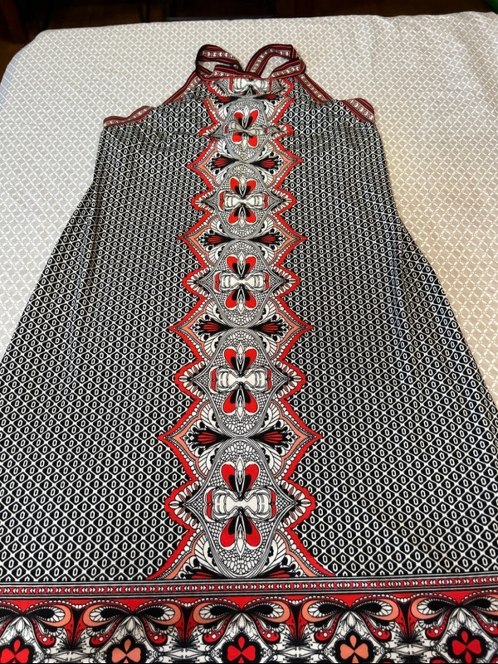 Max Studio Black, White & Red Halter Mini Dress